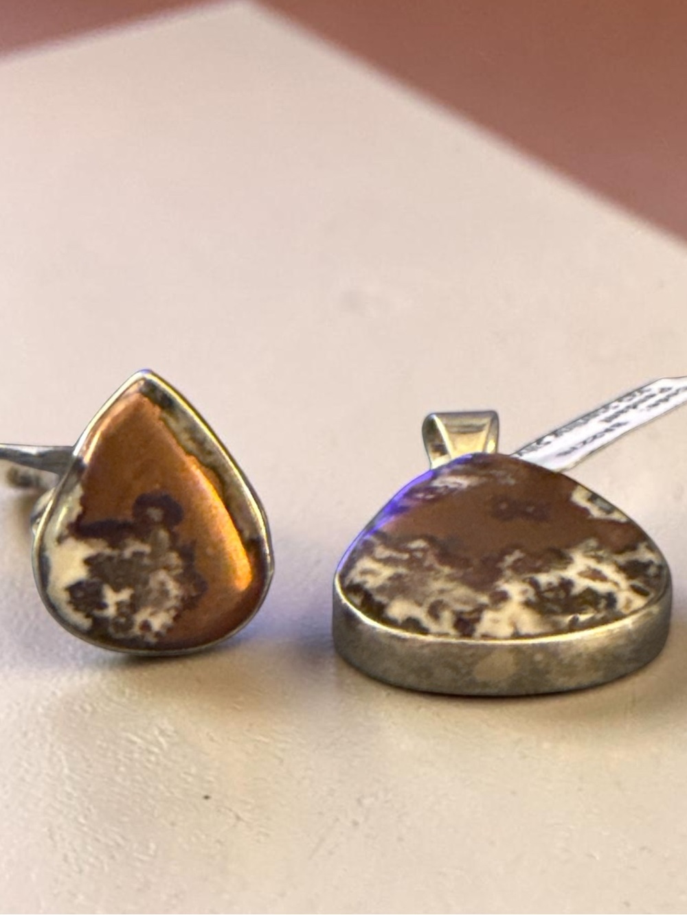 Sterling Silver Copper Dolomite Ring & Pendant Set Ring Size 7.5 Southwestern